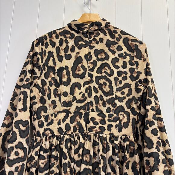 Womens Boho Feminine Leopard Print Chiffon Lacey Hem Maxi Dress Size M Mob Wife - Picture 10 of 12